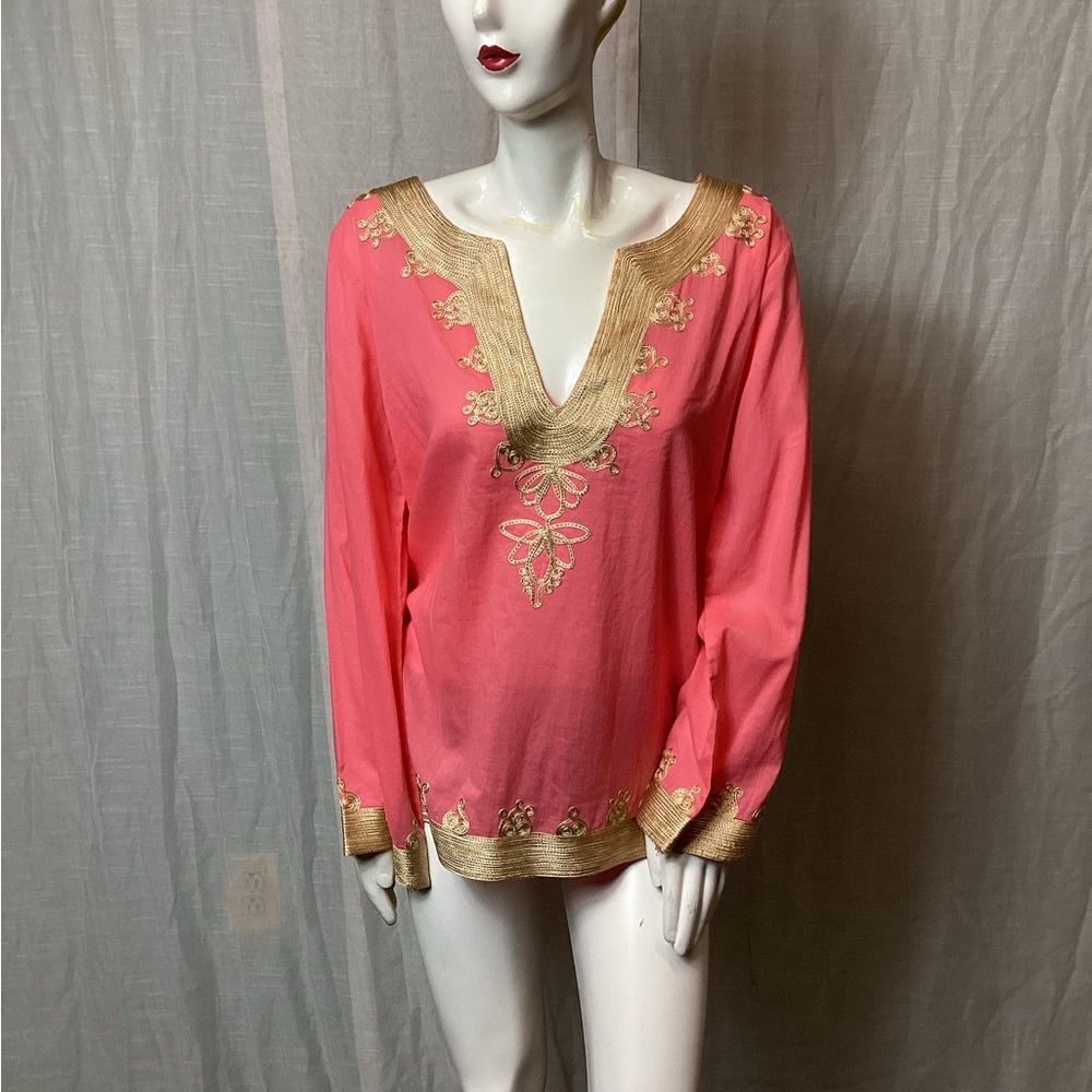 Suavage Pink Embroidered Tunic; Size: L
